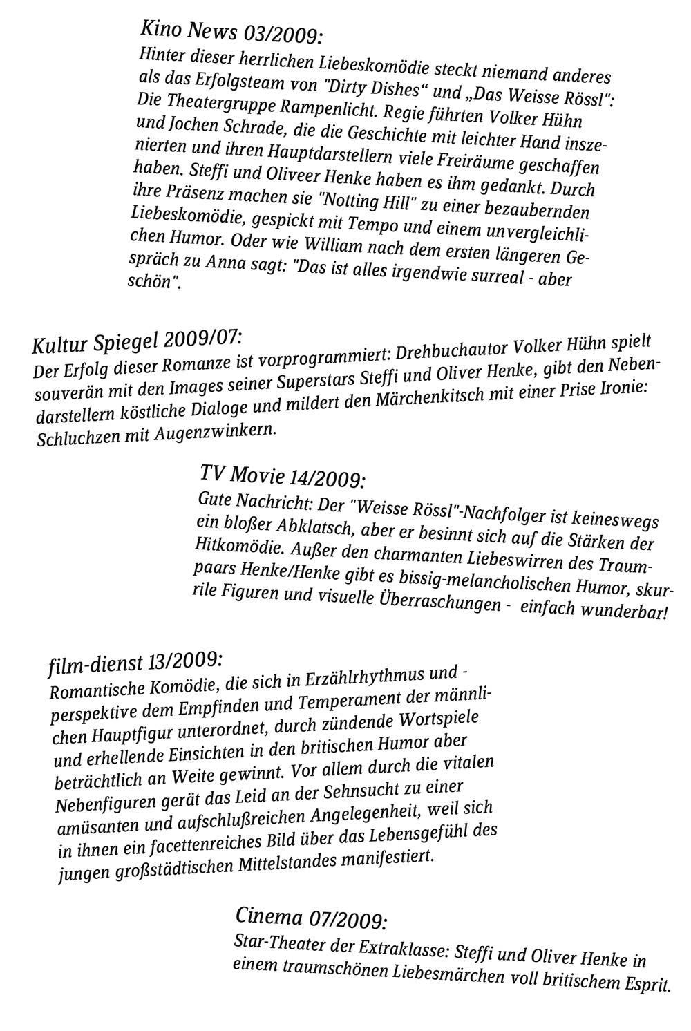 Pressestimmen zu Notting Hill